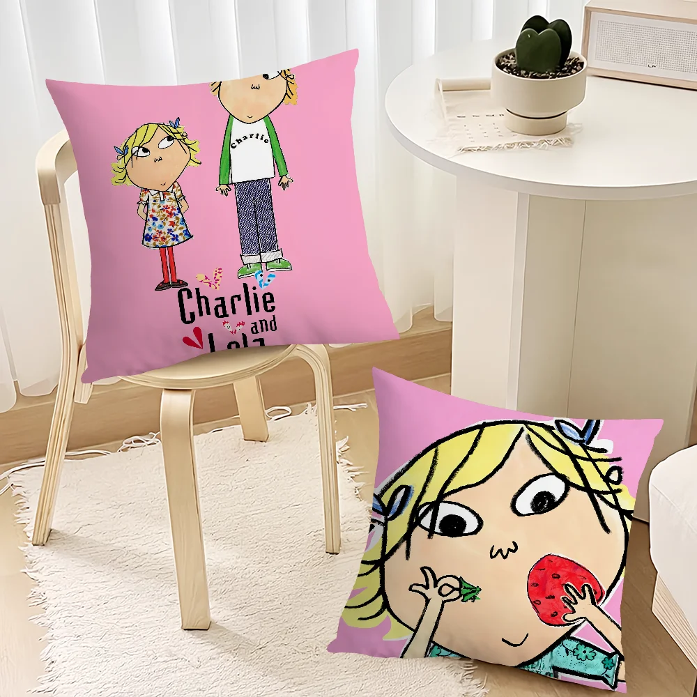 Cartoon CHARLIE AND LOLA Pillow Case Sofa Decorative Home Double-sided Printing Short Plush Cushion Cover