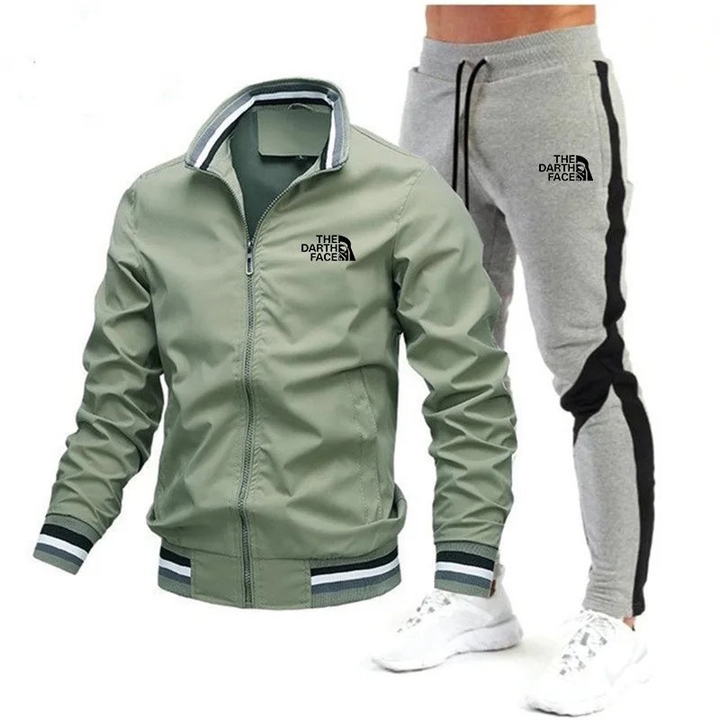 Conjunto de ropa deportiva para hombre, sudadera y sudadera con cremallera, cuello alto, pantalones deportivos para correr y Fitness, novedad de 2024