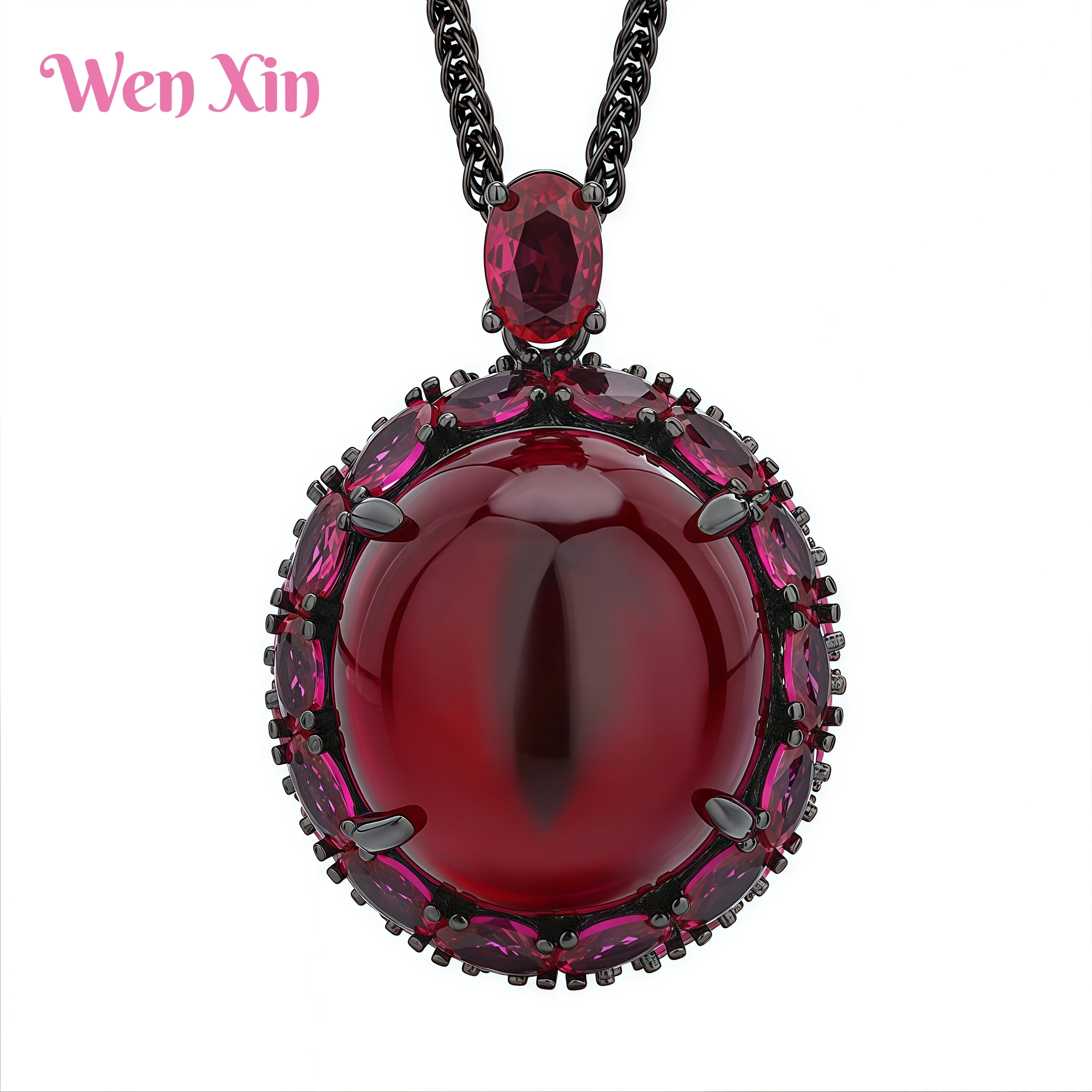 

WENXIN Brand New Women's Hot Selling High-Quality Certificated Luxury Diamond Studded Egg Shaped Pendant Necklace Jewelry