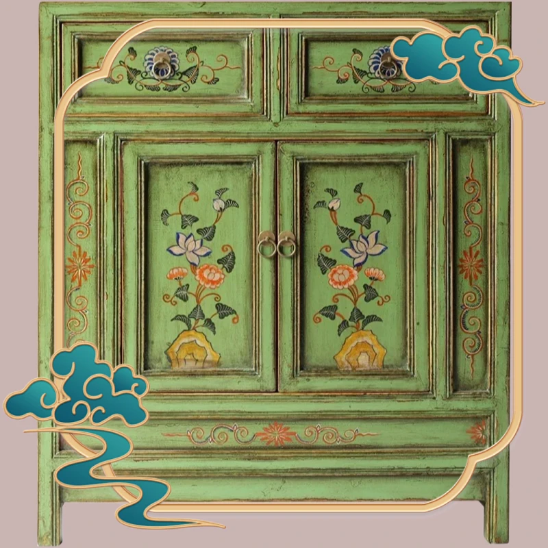

Hand-Painted Retro [New Chinese Style] Doorway Shoe Cabinet