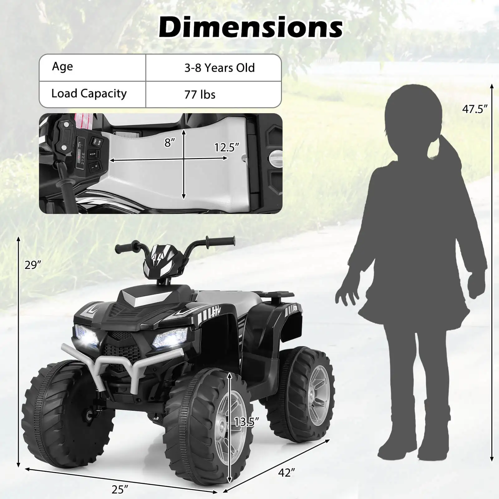 24V Kinderen Ride-On Elektrische Atv 4-wieler Quad Auto Met Draadloze Verbinding