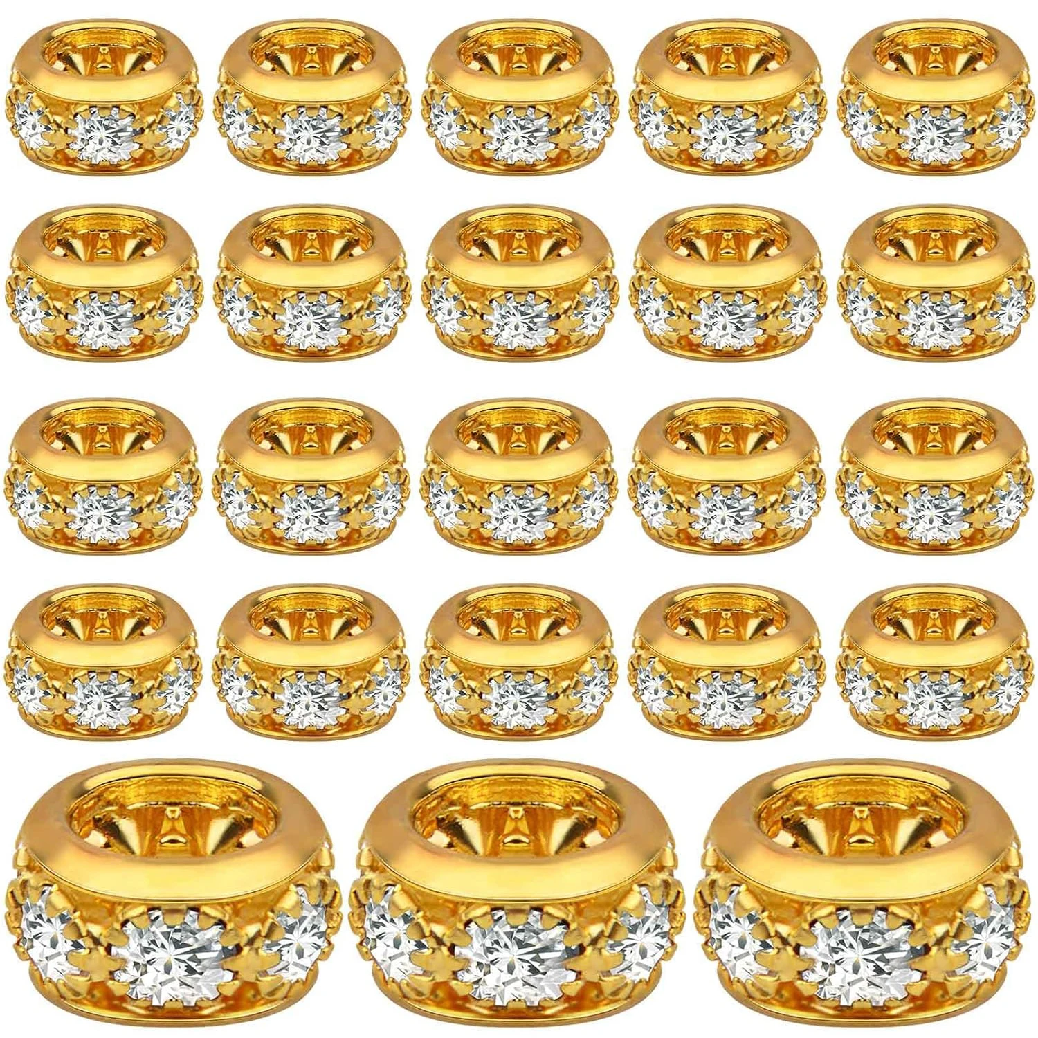 

40 шт. бусин-ронделей со стразами, европейские бусины с большим отверстием, свободные бусины-шармы для самостоятельного изготовления браслетов, ожерелий, цепочек-змейок, ювелирных изделий