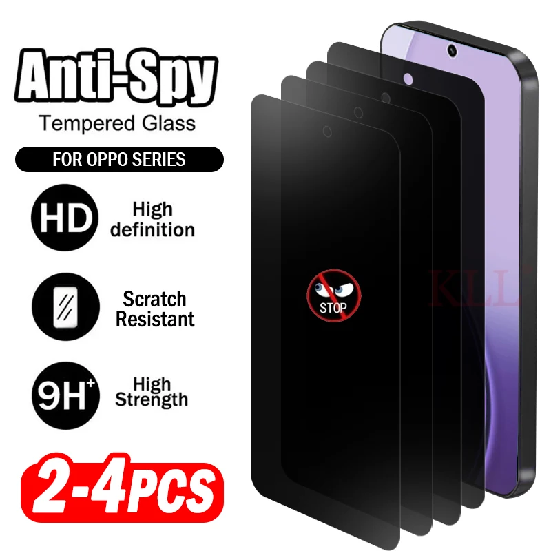 2-4 szt. Szkło Hartowane Ochronne Prywatności do Oppo Reno 14 13 12 FS 11 F Folia Ochronna na Ekran Reno 8 Pro+ 8T 7 6 Lite Szkło Anty-szpiegowskie