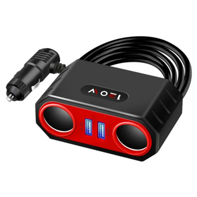 120W Car Cigarette Lighter Socket Adapter 2 USB Car Charger 12V/24V Fast Charging Power Socket Splitter