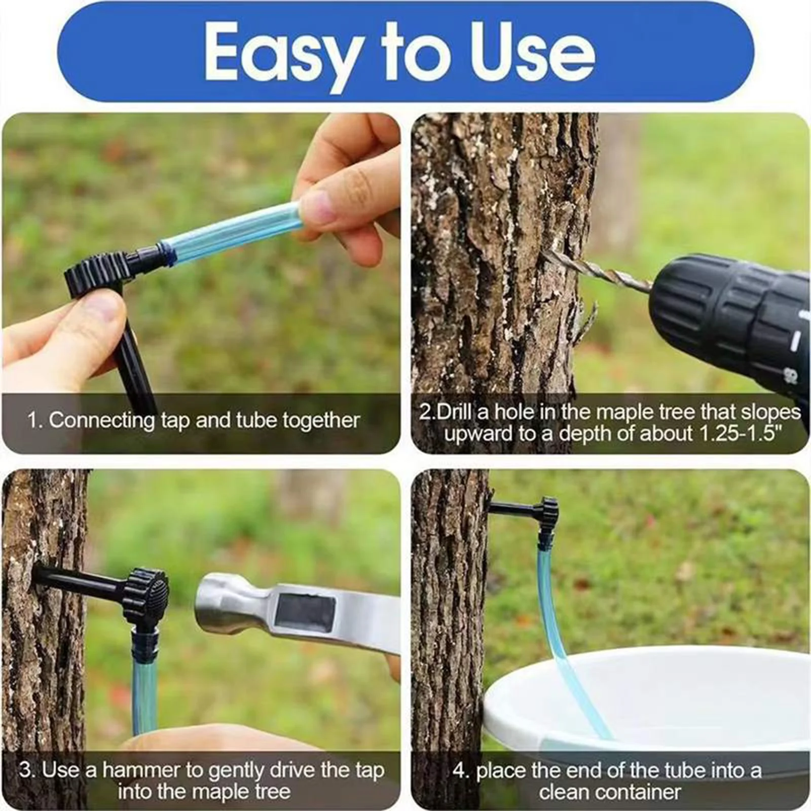 12Set Maple Syrup Tapping Kit Durable Sap Spiles And Food-grade Tubing Maple Sap Collection Set for Experts Beginners