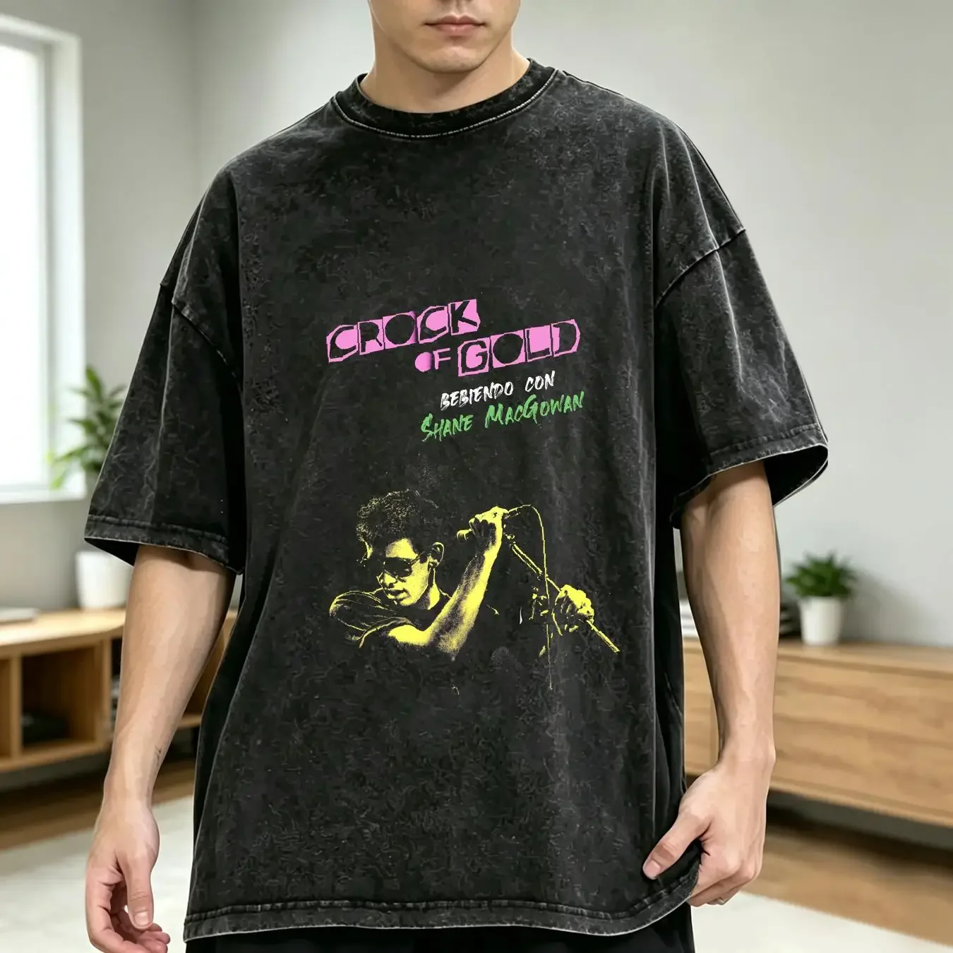 washed T Shirt Shane MacGowan The Pogues rock n roll black tee All sizes vintage Washed Comfortable Top For Everyday Wear