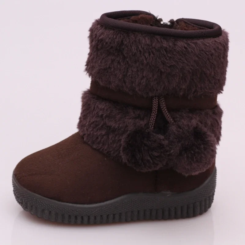 Winter Girls Fleece-lined Warm Short Boots Children Soft-soled Non-slip Snow Shoes Kids Outdoor Warm Cotton Shoes Casual Shoes