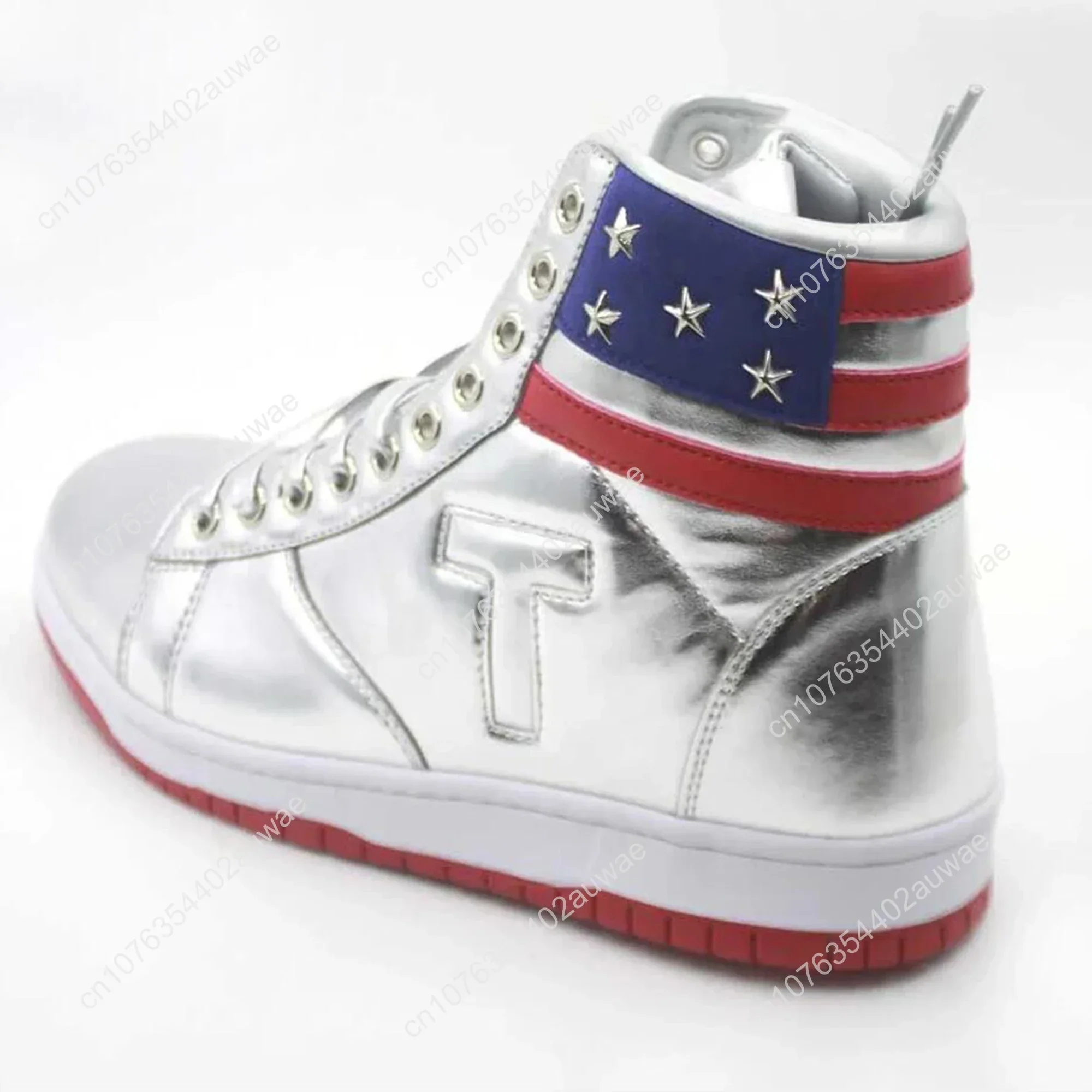 Trump Gold Silvery Sneakers 100% High Quality 2024 MAGA Never Surrender Shoes Basketball Mens Boots Road Shoe Big Size 47 48