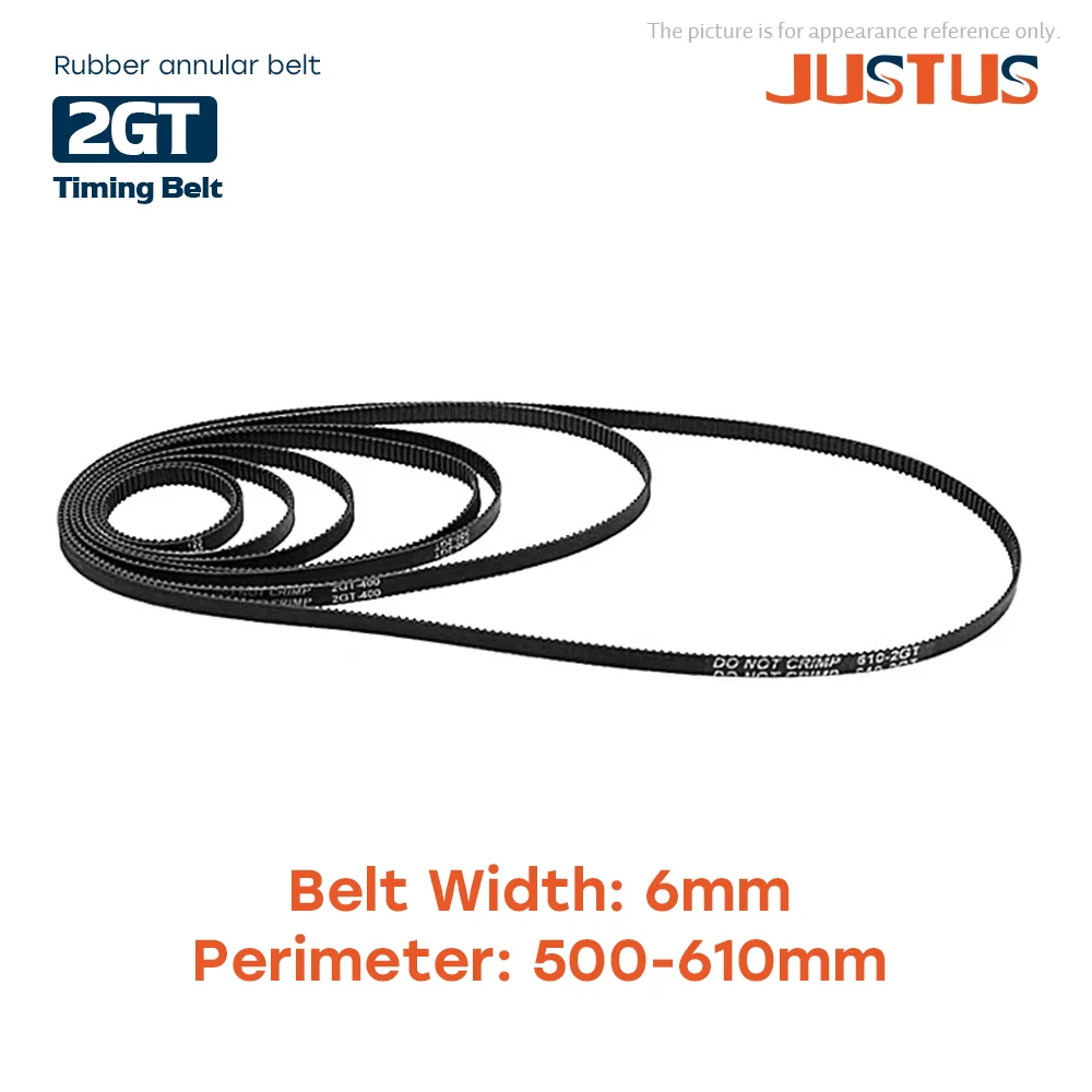 2GT Timing belt Pitch 2mm length 500-610mm-2GT width 6mm Rubber closed  Synchronous belt