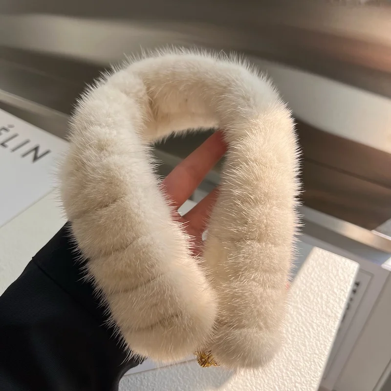 South korea Autumn and Winter  All-Match Mink Fur Small Scarf Winter Warm Fur Scarf Double-sided Thickened Neck Guard Fu...