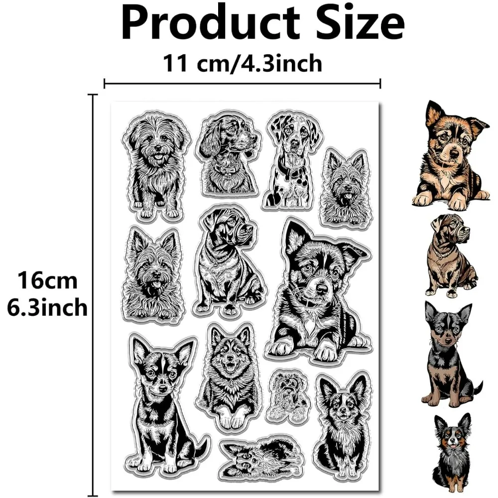 1pc Cat Clear Stamps Animal Retro Transparent Silicone Stamp Seals for Journaling Card Making DIY Scrapbooking Photo Album