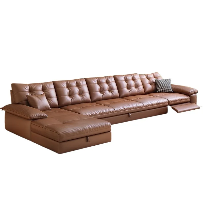 Zero wall electric sofa living room reclining and sleeping multi-functional sofa Napa leather small apartment sofa