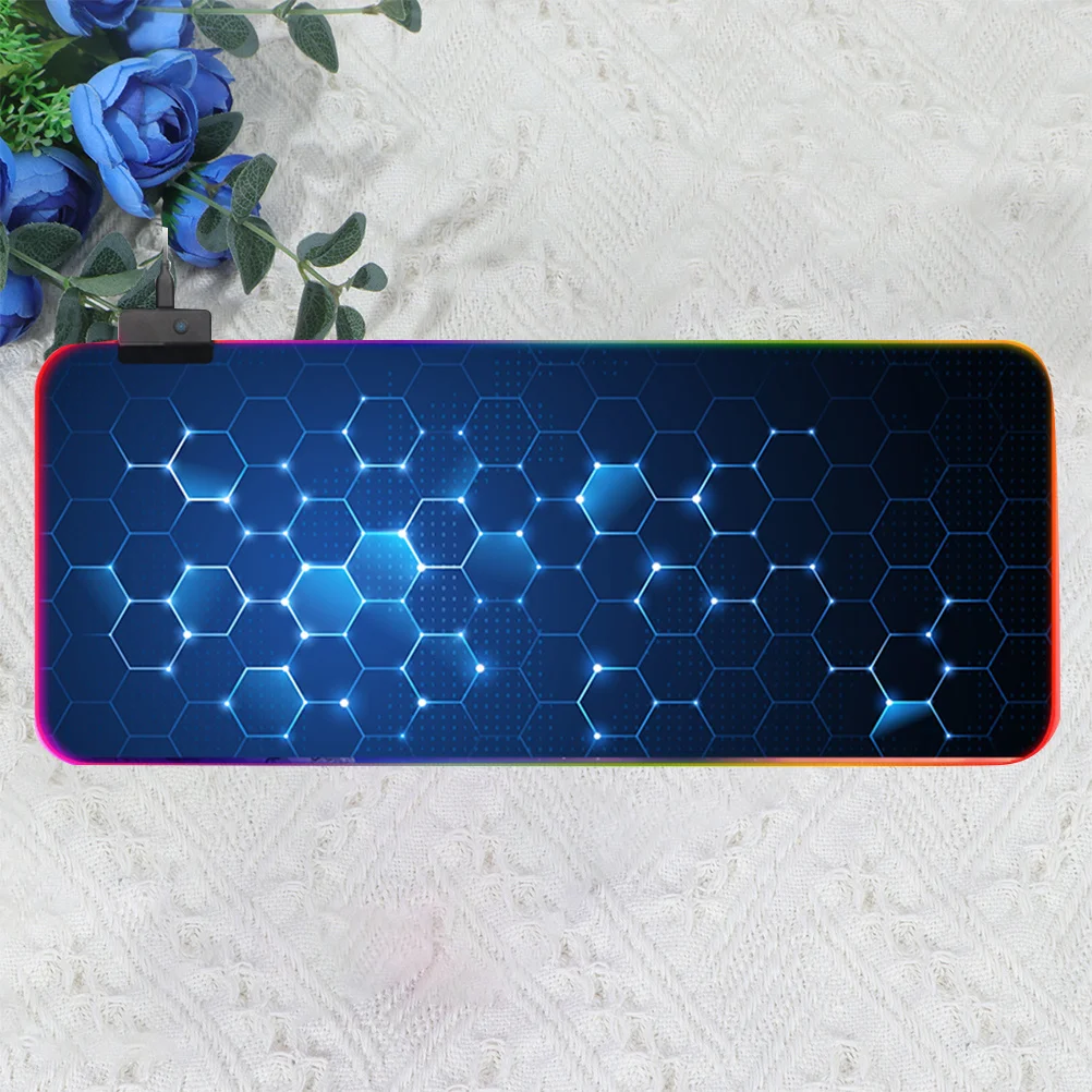 

Rgb Gaming Mouse Pad Large Honeycomb Pattern Luminous Mousepad Modes Non-Slip Base For Home Office Keyboard Mat