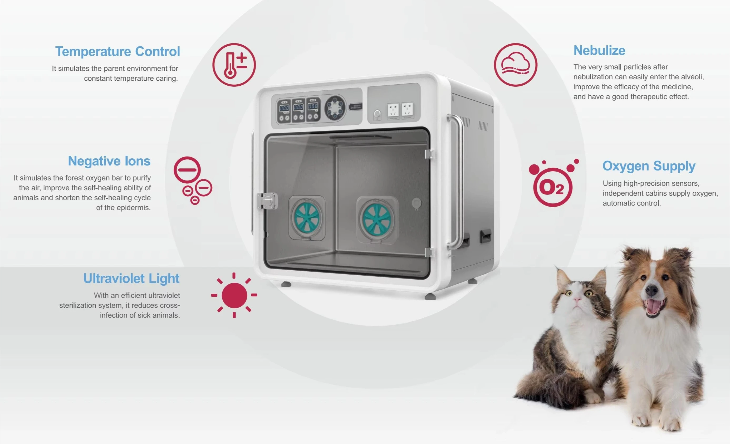 New Arrival Pet ICU Intensive Care Unit For Animals Veterinary Unit With Ultraviolet Light And Oxygen Supply