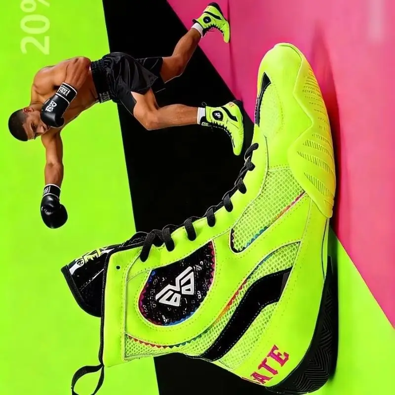 Professional Wrestling Boots for Men Non-Slip Boxing Sneakers Men Unisex Fighting Shoes for Mens High Top Gym Training Shoe Man