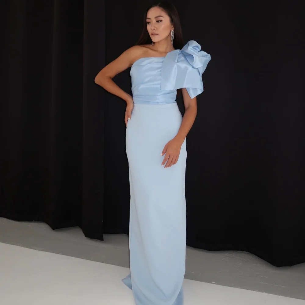 

Customized Simple Classic Jersey Ruched Straight One-shoulder Long Dresses Bespoke Occasion Dresses Sizes Available High Quality