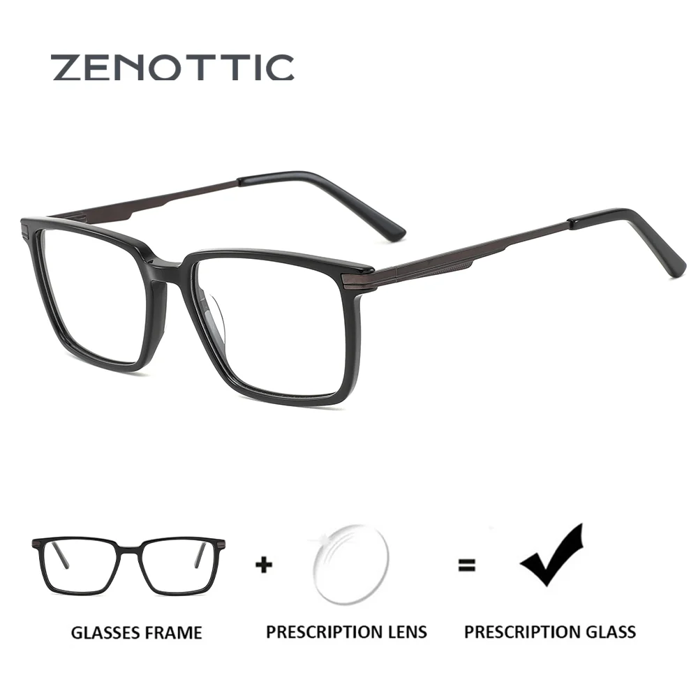 

ZENOTTIC модные квадратные очки по рецепту для унисекс ацетатные и металлические фотохромные оптические очки прогрессивные/очки для близорукости