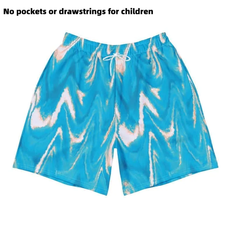 Popular 2026 Wave Pattern Full Print Beach Pants for Children, Both Men and Women, Summer Casual Beach Couple Shorts, Plus Size