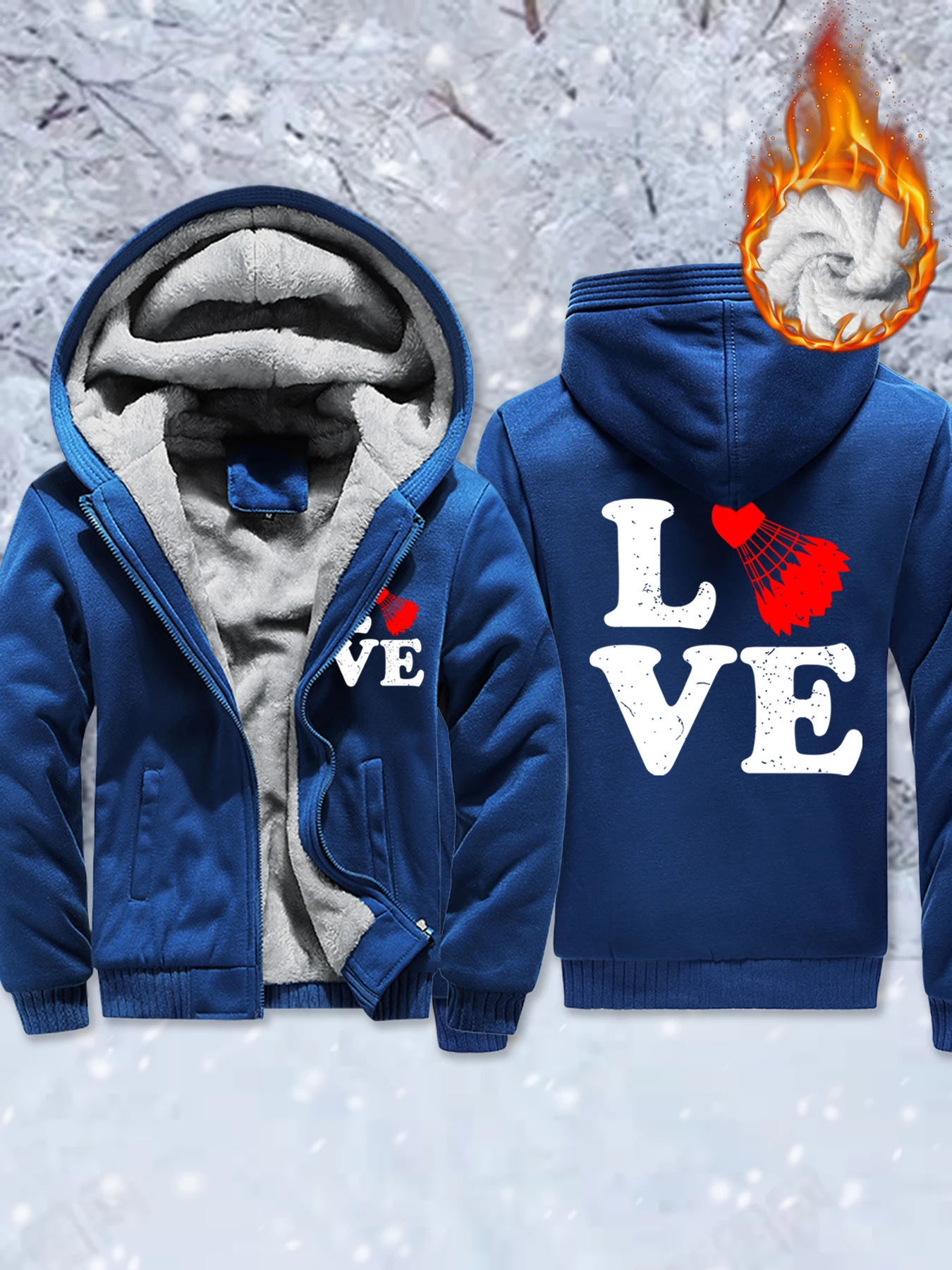 

Мужские базовые флисовые куртки с принтом «Я люблю бадминтон», пальто на молнии с карманами, утепленная зимняя спортивная одежда, теплая удобная верхняя одежда, повседневные топы