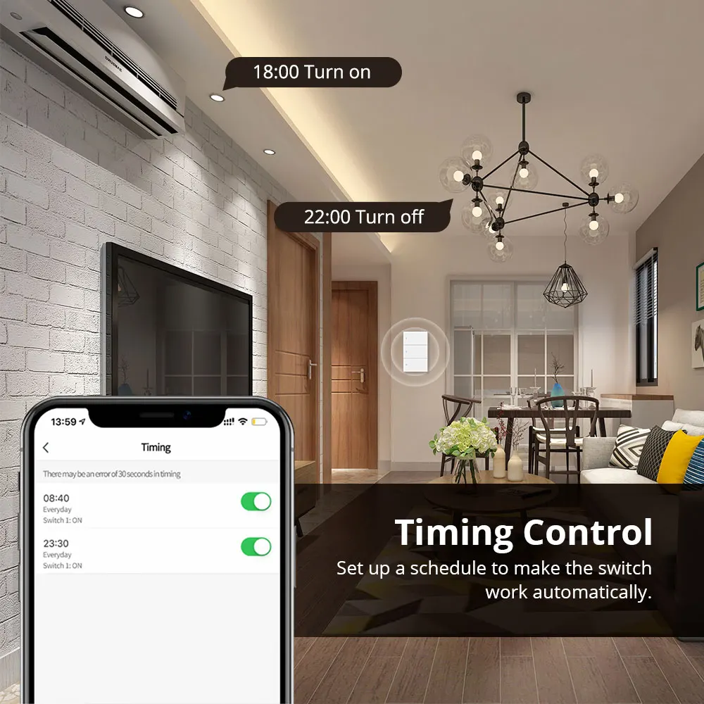 Zemismart wifi eua interruptor de luz parede fio neutro necessário trabalho com tuya alexa google casa controle voz 1 2 3 gangues interruptor