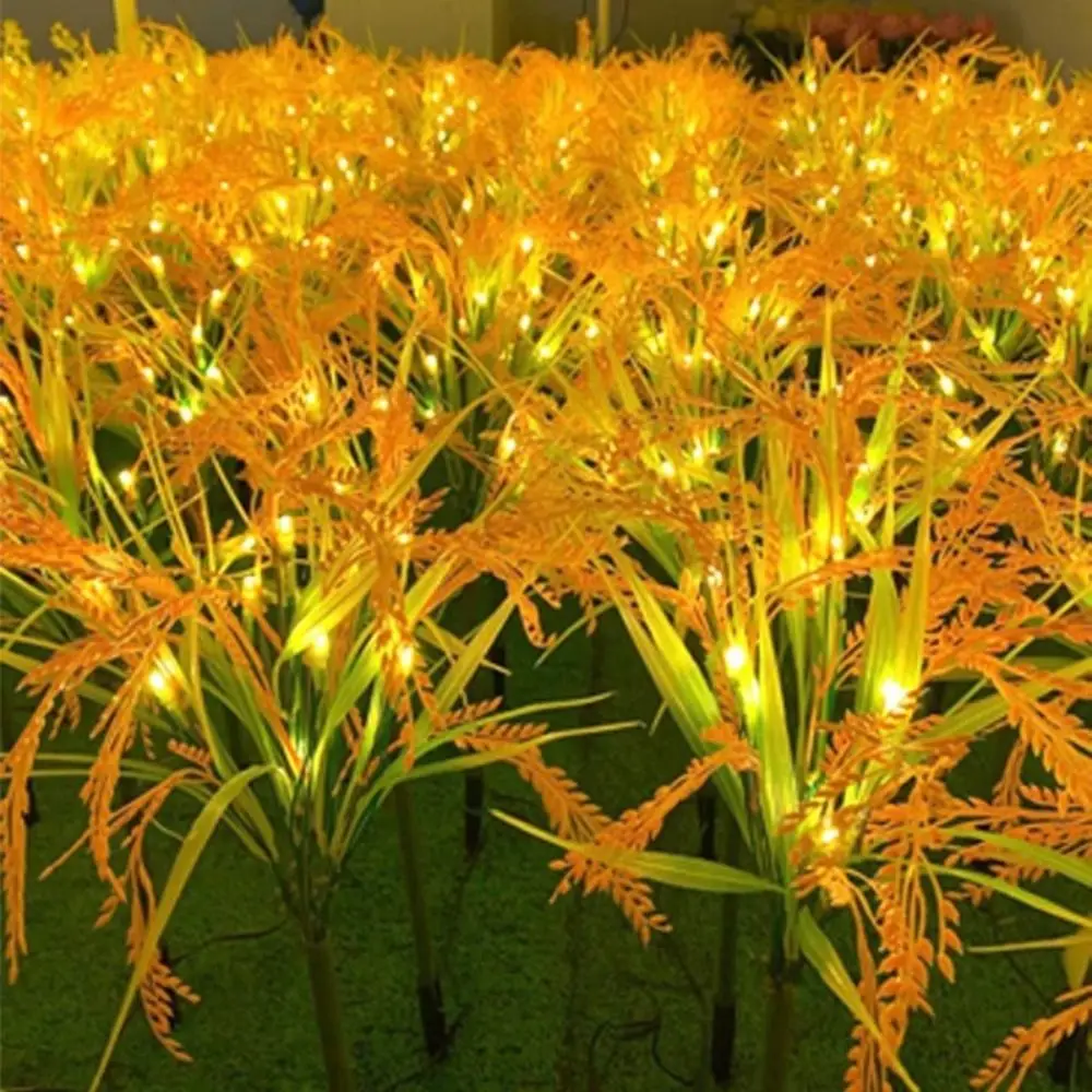 

7 Heads Design Solar Powered Light Solar Powered Decorative Lighting Wheat Ear Light Ground Plug Rice Lamp Style Lawn Lamp