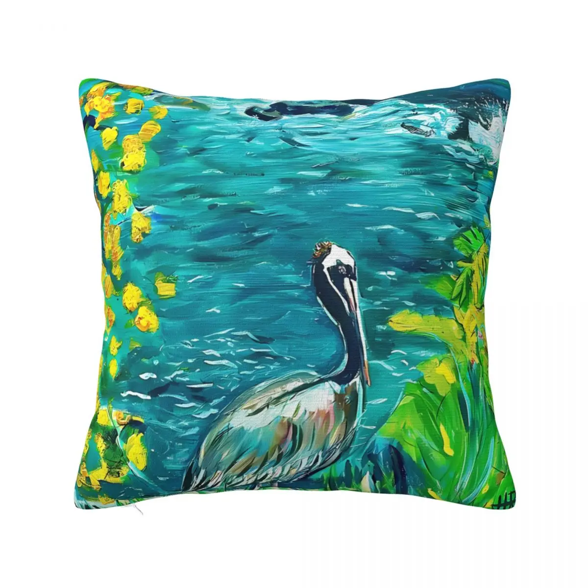 

Pelican At La Jolla Cove San Diego CA Acrylic Throw Pillow Case Cushion For Home Sofa Chair Decorative Hug Pillowcase