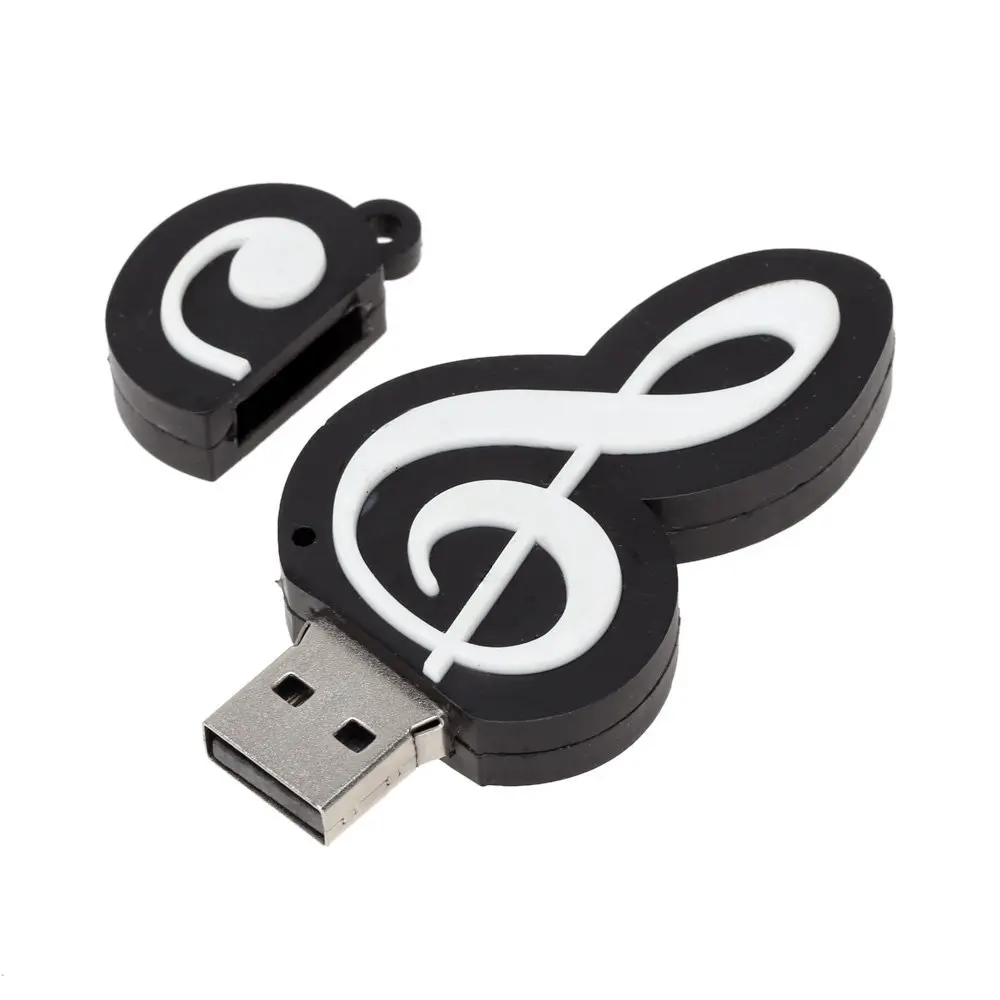 Stik memori USB 2.0, stik memori kartun lucu, lambang catatan musik, memori USB 2.0, stik memori Flash Drive eksternal 16GB