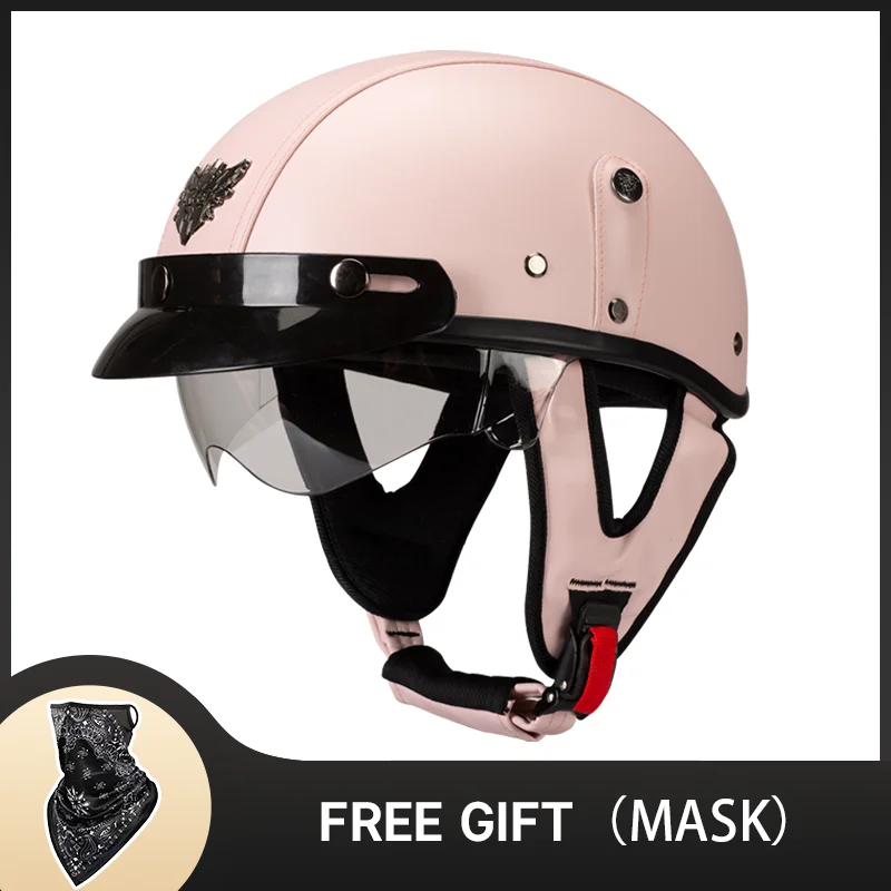 Fashion Pink Motorcycle Helmets Capacete De Moto Helmet Riding Racing Motorbike Scooter Half Face Helmet Men Women Summer