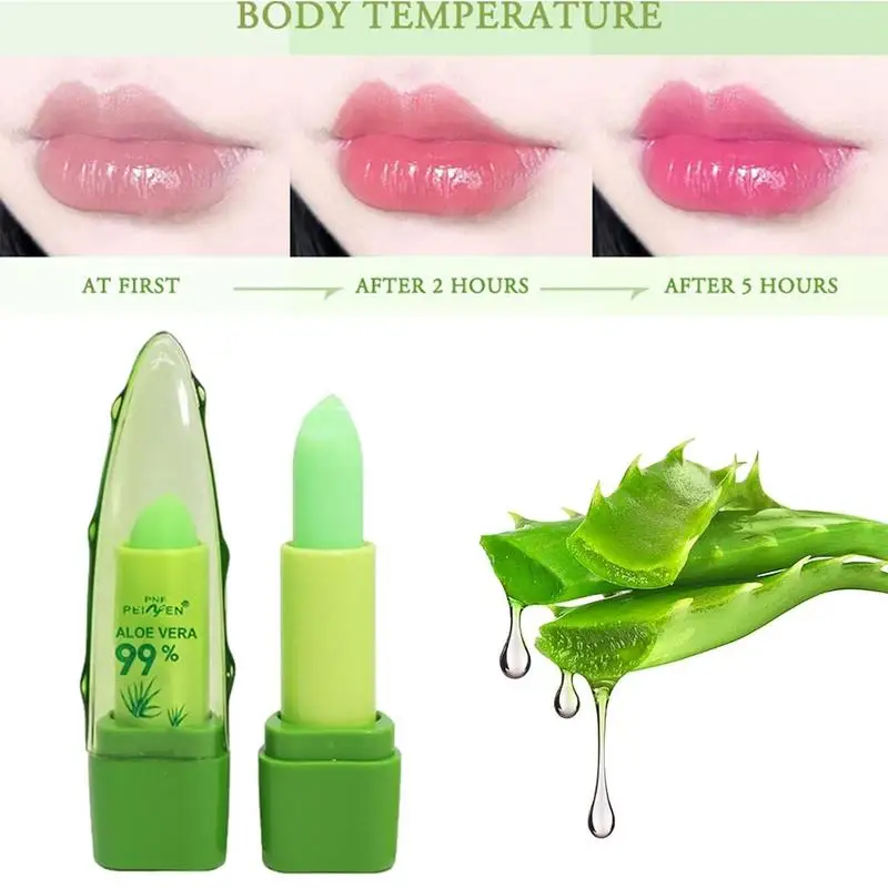 Lápiz labial que cambia de temperatura, bálsamo labial que cambia de Color, Aloe gelatinoso, hidratante