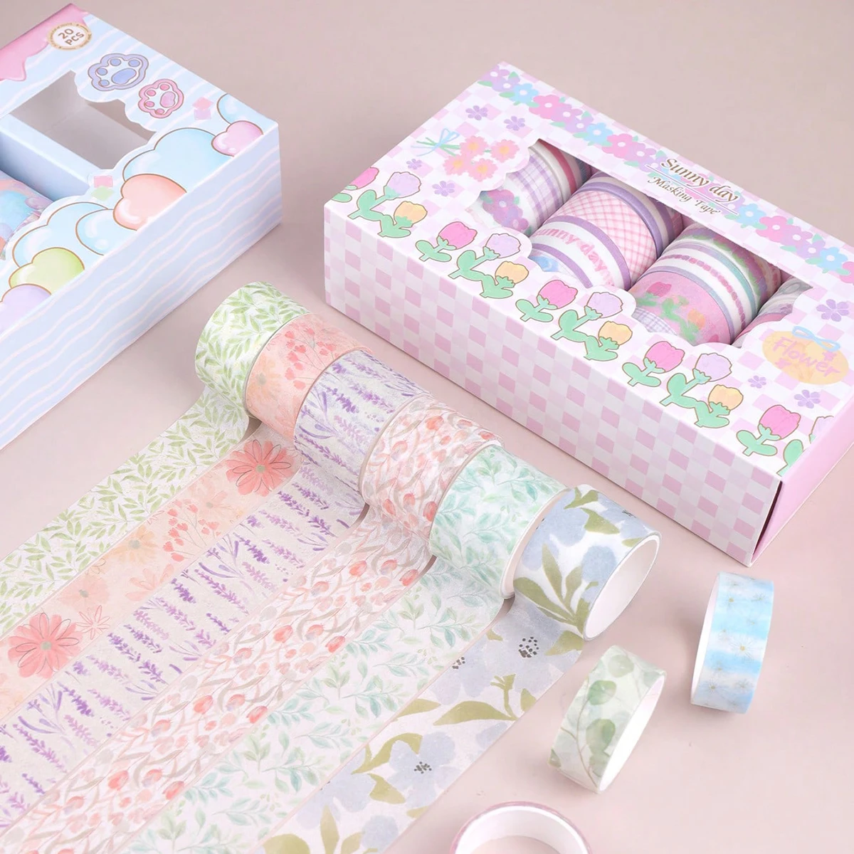 

Милые ленты васи, 20 рулонов, для ведения дневника и скрапбукинга, с узорами в стиле кавайи: единороги, цветы, акварель, конфеты, подарок для девочек