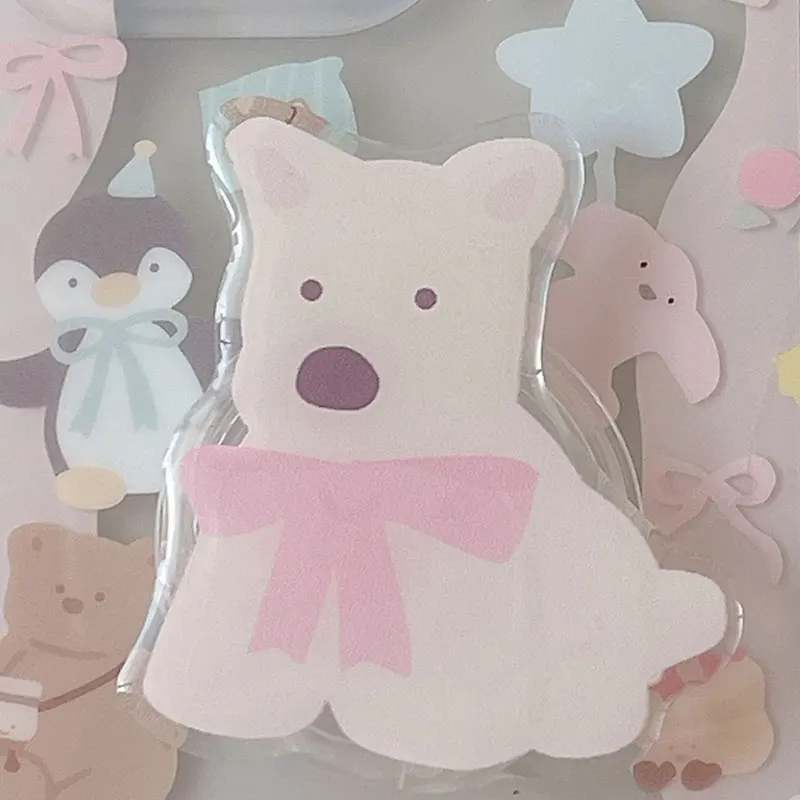 

Универсальный смартфон с 3D луком и щенком, ручка для мобильного телефона, кольцо на палец Tok, складной держатель для собаки, кронштейн, настольный чехол, подставка