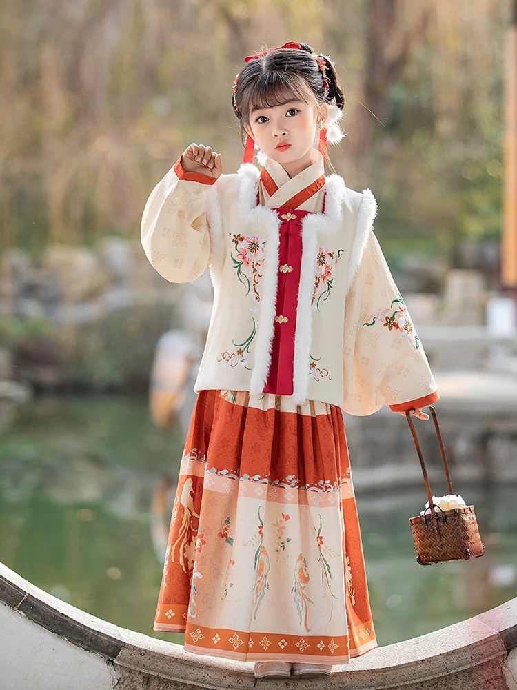 Giacche, gonne da ragazza, Ming made Hanfu Bijia, gonna a forma di cavallo addensata per bambini autunno e inverno, abbigliamento di capodanno