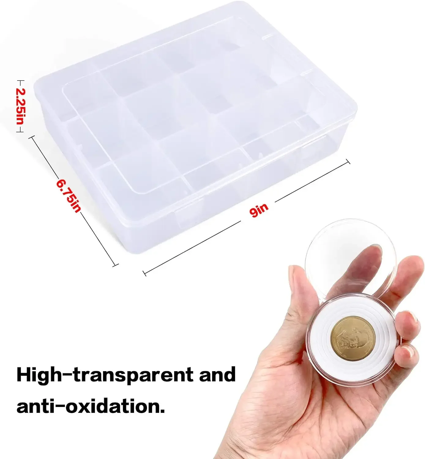 84 Pieces 46 mm Coin Capsules, with Foam Gasket and Plastic Storage Organizer Box, Supplies 6 Sizes (20/25/27/30/38/46mm)