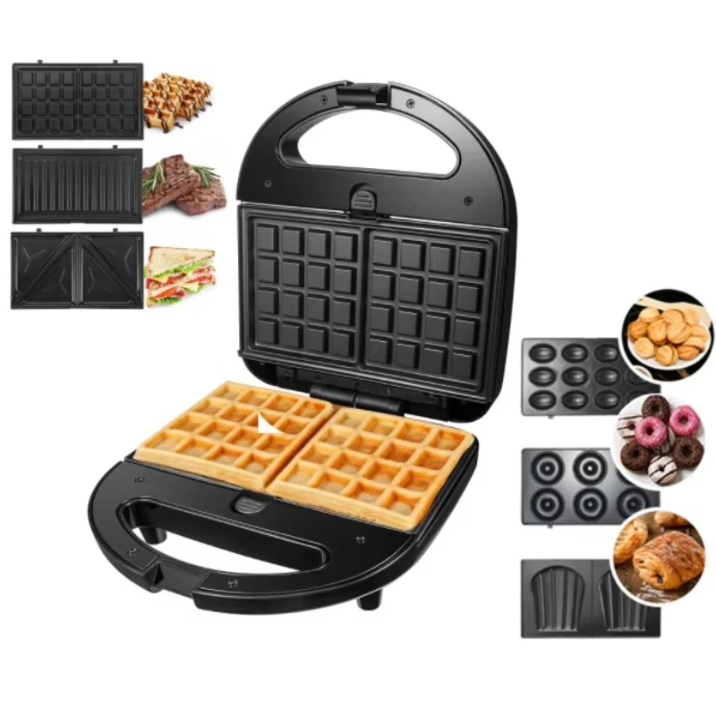 

6-In-1 Double-Sided Sandwich Maker Semi-Automatic Breakfast Maker with 6 Trays Breakfast Sandwich Maker Set Toaster