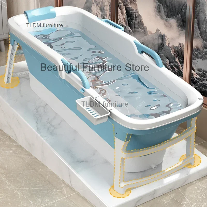 

Foldable Portable Bathtub Simple with lid Bathtubs Adult Thicken Plastic Bathroom Tub Bath Barrel Spa Freestanding Ice Bath