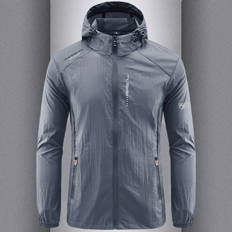 Ultra-Thin Summer Men's Sun Protection Ice Silk Outdoor Casual Jacket Breathable Sport Top Men's Fashion City Style Zipper De...