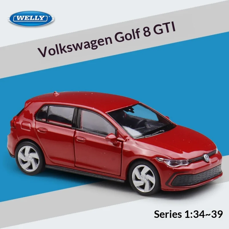 

WELLY 1:36 Модель Volkswagen Golf 8 GTI из литого сплава с функцией отката, официально лицензированная реплика Hot Hatch для коллекционеров и демонстрации