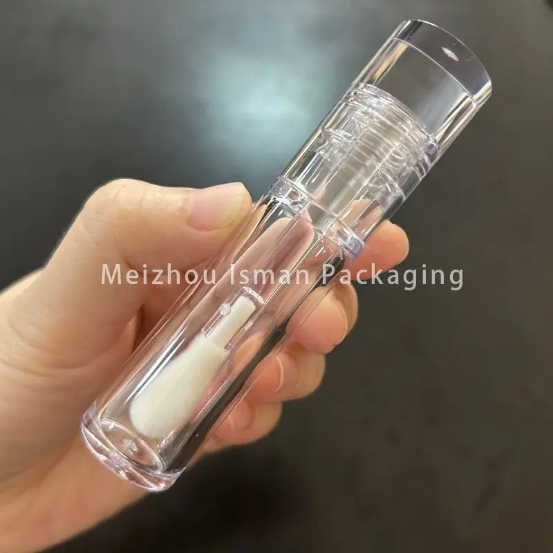 50Pcs round clear lip gloss tube with big brush wand cosmetic empty transparent plastic refillable concealer bottle 6ml 8ml