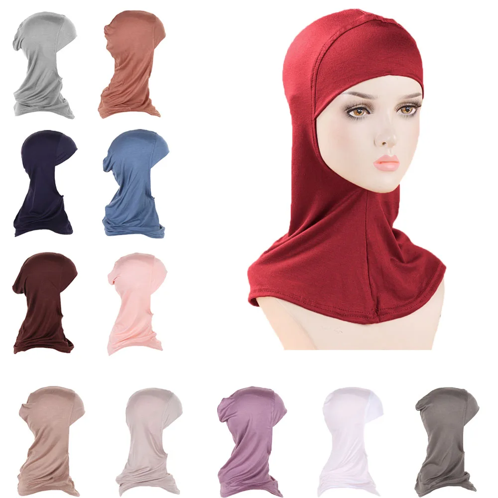 

2024 Muslim Stretch Turban Cap Full Cover Inner Hijab Caps Islamic Underscarf Bonnet Solid Modal Under Scarf Caps Turbante Mujer