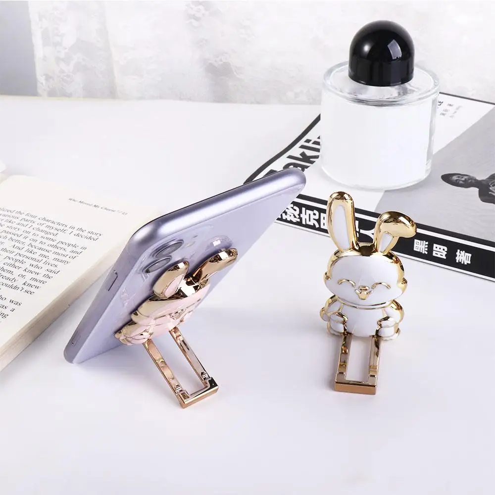 Pad Lazy Ring Buckle Smartphone Support Car Mount Stand Pull Rod Support Mobile Holder Phone Stand Rabbit Ring Bracket