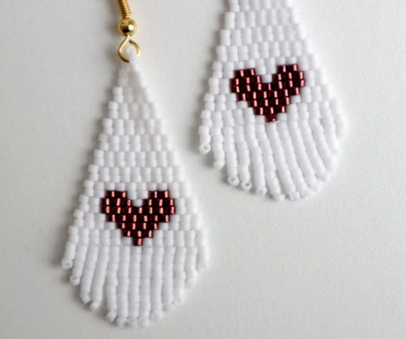 Beaded earrings Water drop  Hand-woven Alloy Trend Circle Heart Sunrise Geometry Tassel Bohemia  Original Rice bead earrings view 6