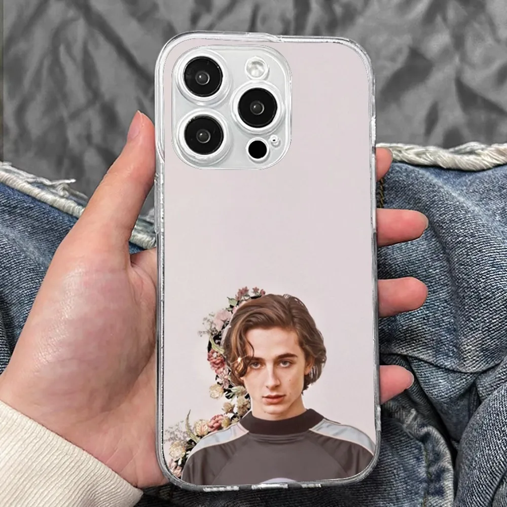 T-Timothee Chalamet-E Phone Case For Iphone 15 11 13 14 Pro Max 7 8 Plus X Xr Xs Max Se2020 12mini Transparent Cover