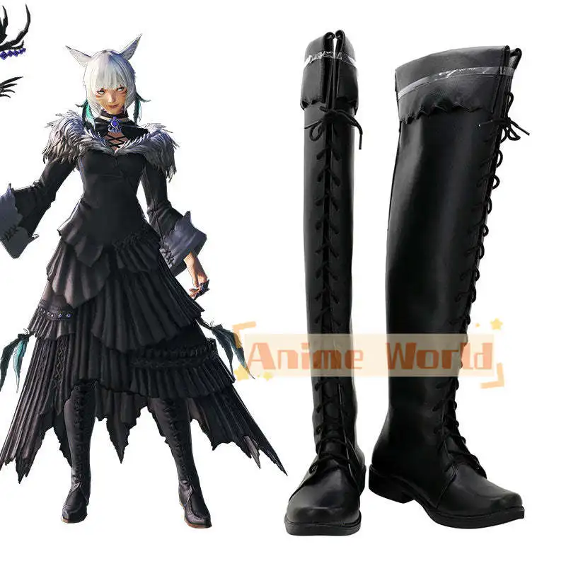 Final Fantasy XIV Y'shtola Rhul Master Matoya Shadowbringers Black Shoes Cosplay Boots Halloween Carnival Boot Custom Made