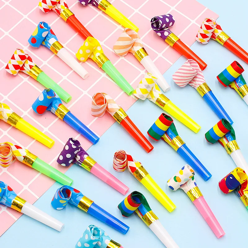 20PCS candy colored dragon whistle children\'s birthday party plastic toy dragon roll trumpet prop