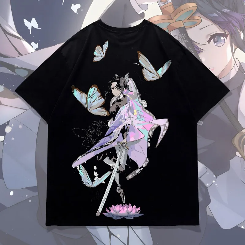 Demon Slayer Shinobu Kocho Double Sided Print Anime Oversized T-Shirt,Japanese Anime，comfortable Fabric