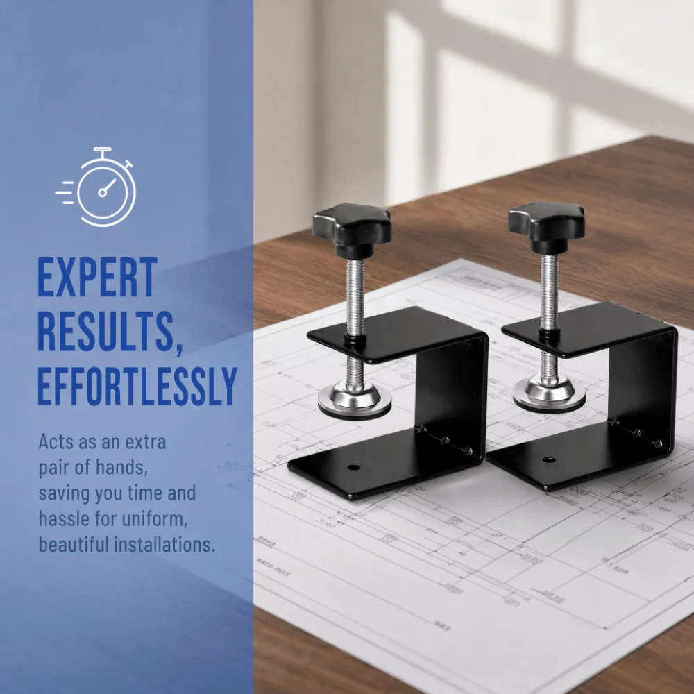 2pcs Cold Rolled Steel Drawer Installation Clamps Heavy Duty Universal Design Drawer Panel Clip Non-slip Silicone Pad