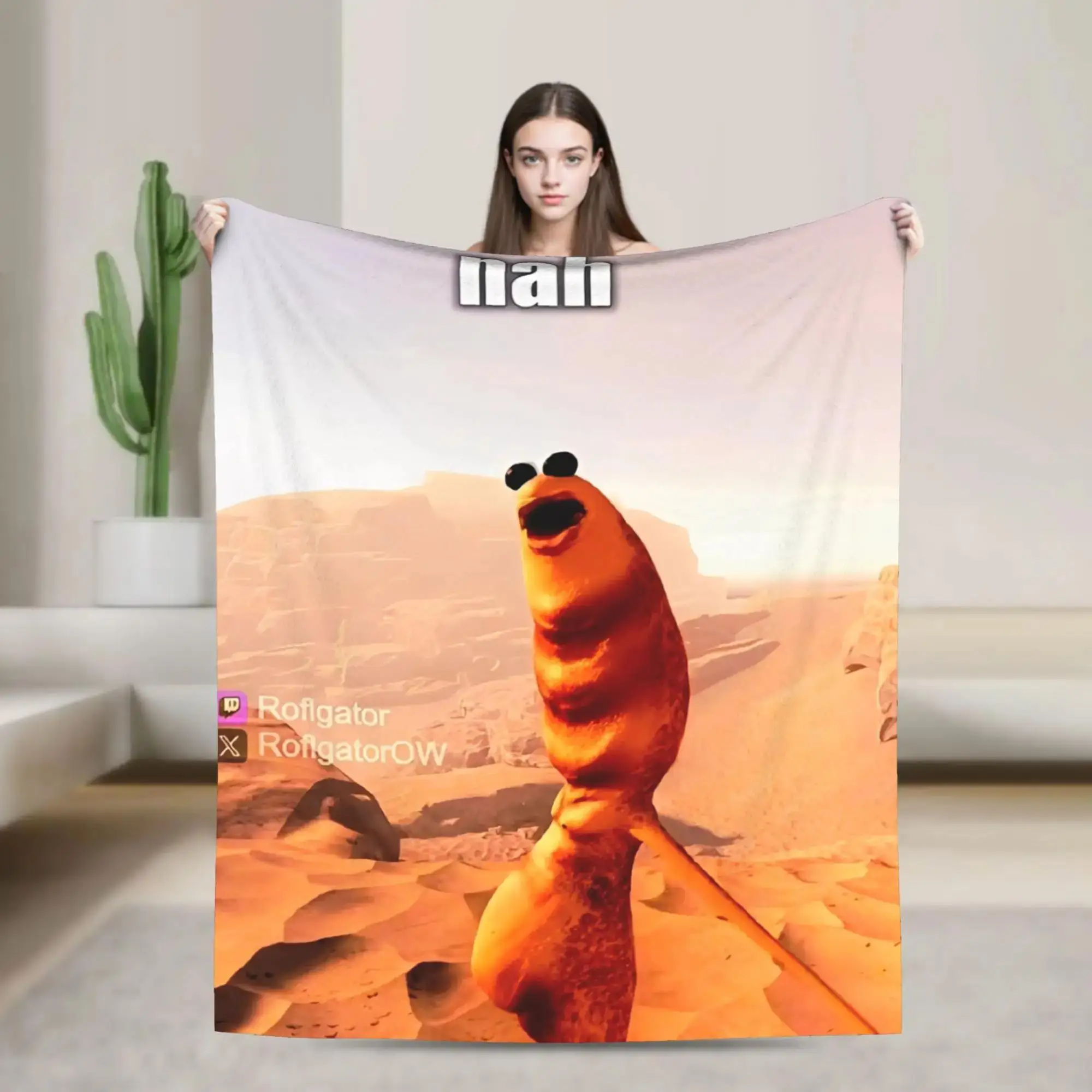 

Marcus The Worm Meme Flannel Blanket Soft Throw for Outdoor Travel Office Funny Bedspread Sofa Bed Cover