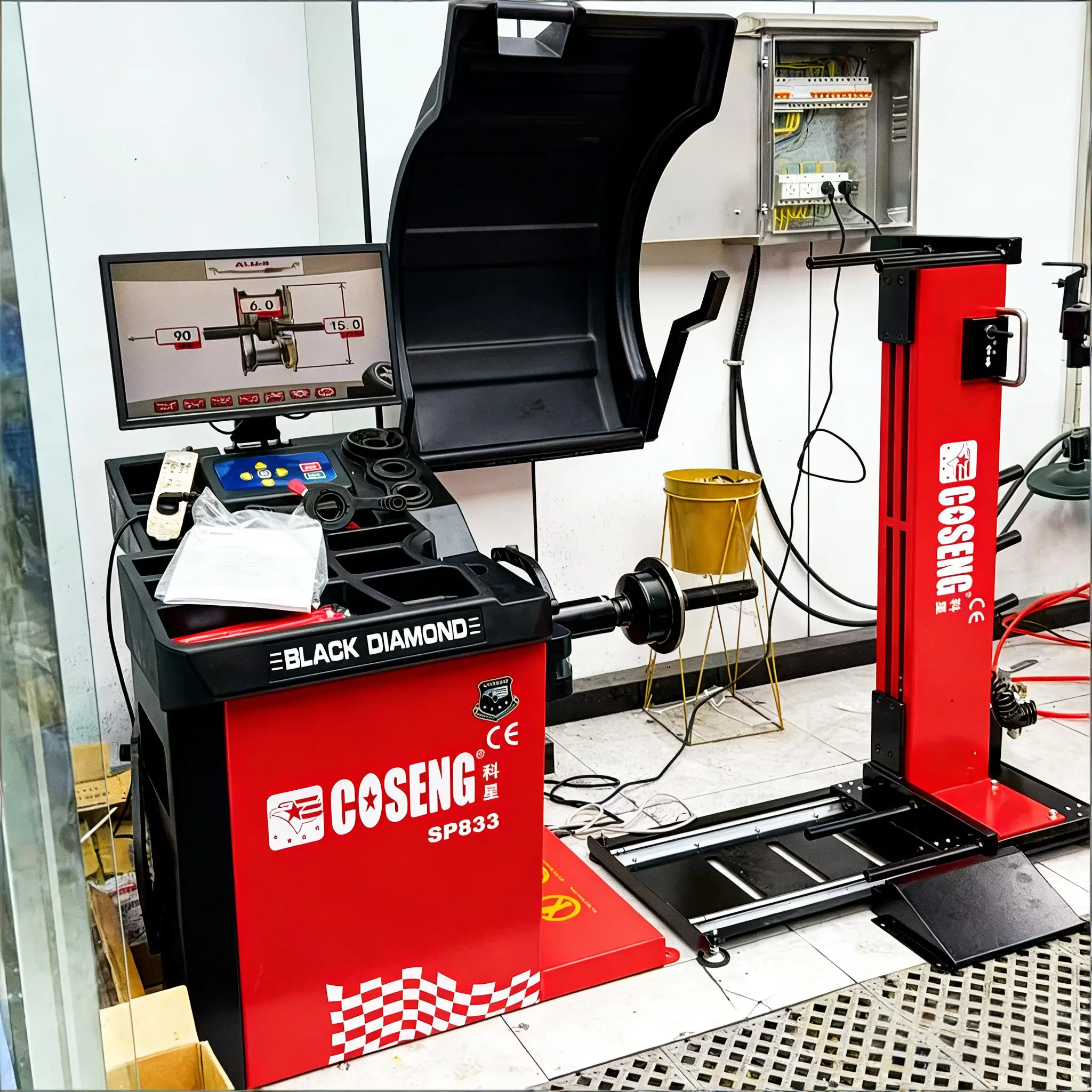 Coseng SP833 Automatic Tire Balance Machine Dynamic Wheel Balancer Alignment Tool Wheel Balancer Tyre Changing Machine