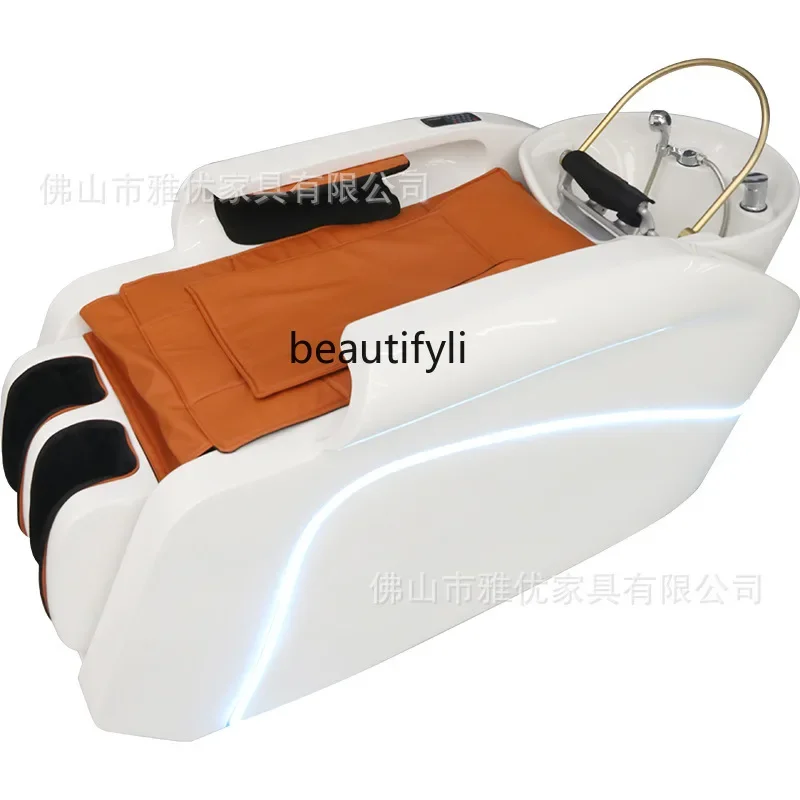 

High-end hair salon intelligent electric massage shampoo bed, special water circulation fumigation head treatment hair salon bed