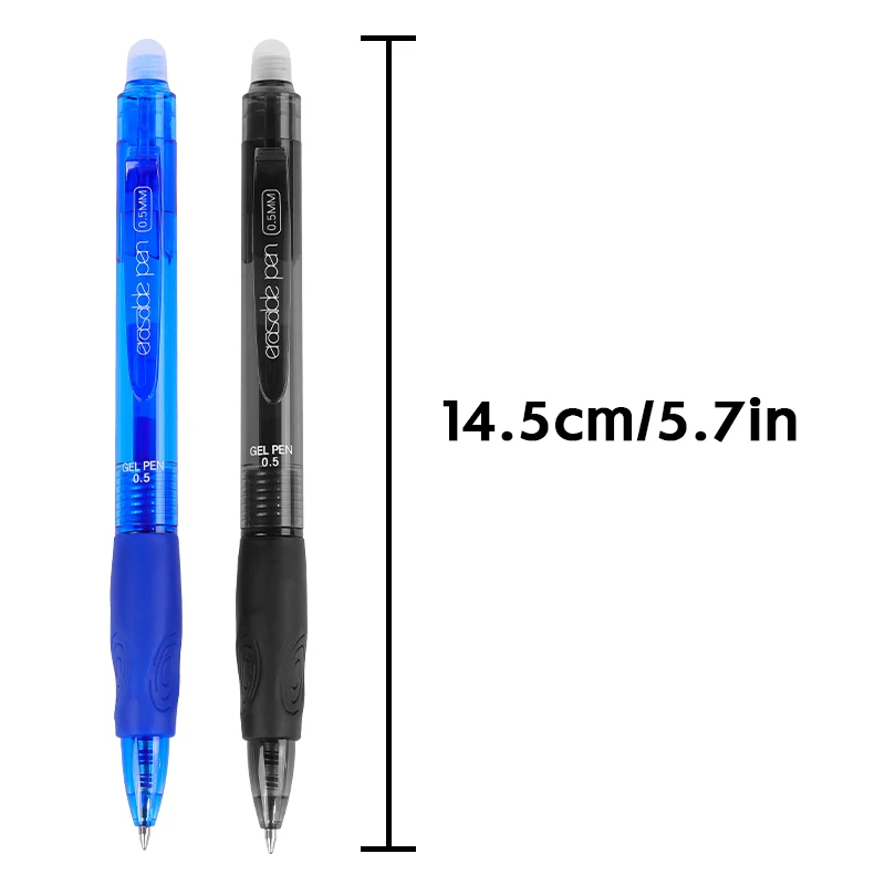 4pcs Black Blue Press Erasable Gel Pens 0.5mm +4pcs Refill +1 Rubber Pen for Drawing Writing Gel Ink Rollerball Pen Stationery